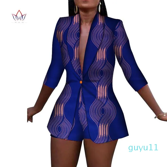 New Women Suit and Short Pants Sets Bazin Riche African Clothes Cotton Print 2 Pieces Sets