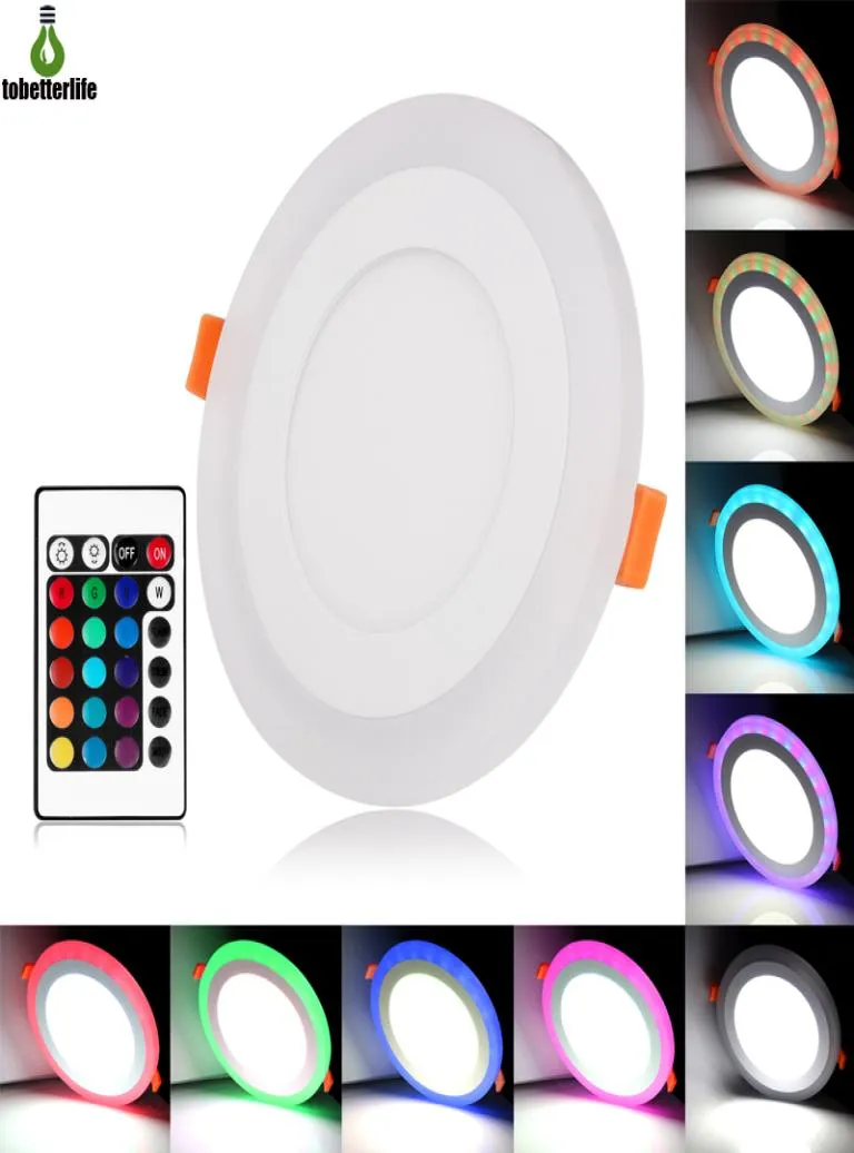 Ultra Slim LED Panel Lights 3W 6W 9W 18W 24W rund fyrkant RGB Cool vit lampa infälld akryl Downlight AC 110220V fjärrkontroll Contro3194559