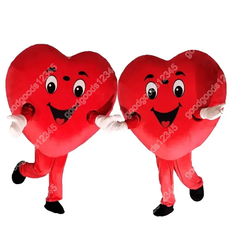 Red Heart Mascot Costumes Christmas Cartoon Character Outfit Suit Character Carnival Xmas Halloween vuxna storlek födelsedagsfest utomhus outfit