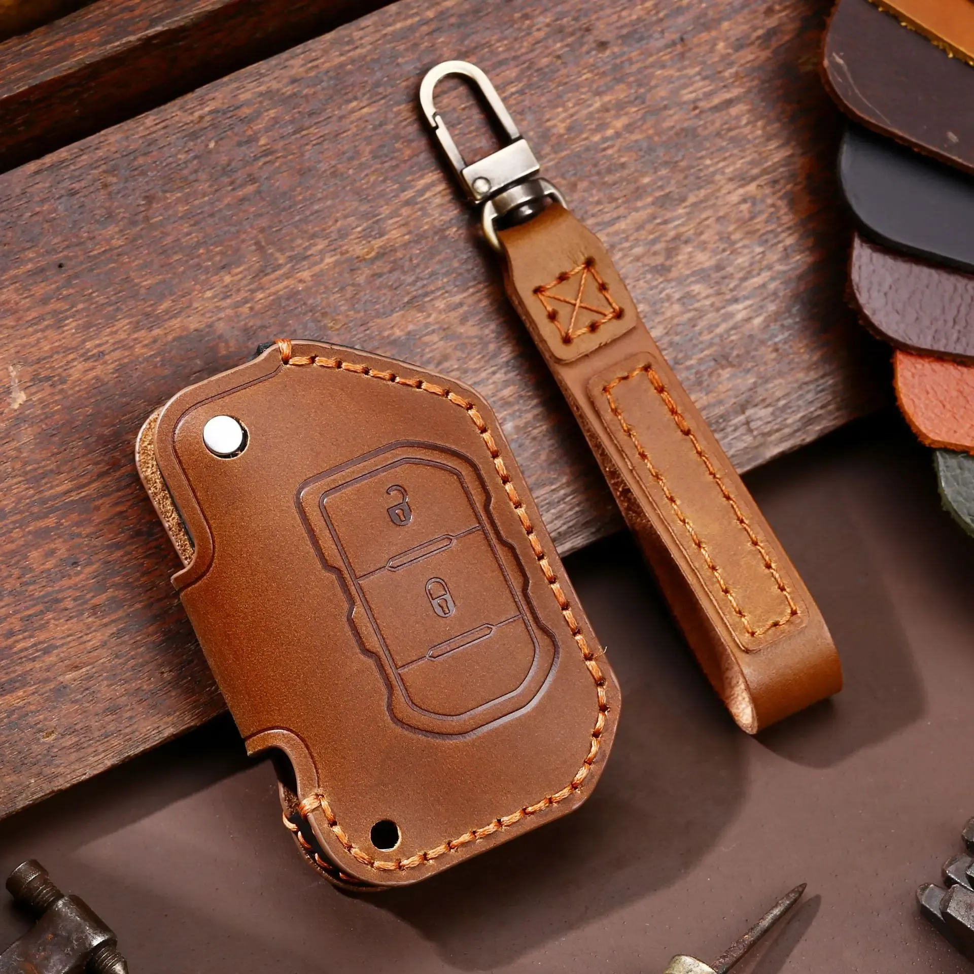 Jeep Wrangler için FOB Aksesuarları Kapak Kapak Kapak Kapakları JL JL JLU FLIP KEYCHAIN ​​TUTRING