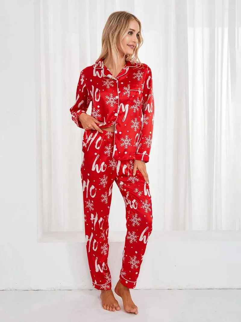 Kvinnors sömnkläder yileegoo kvinnor jul 2 st pajamas set randig tryckt långärmad pjs -knapp ner skjorta och byxor loungewear kostym