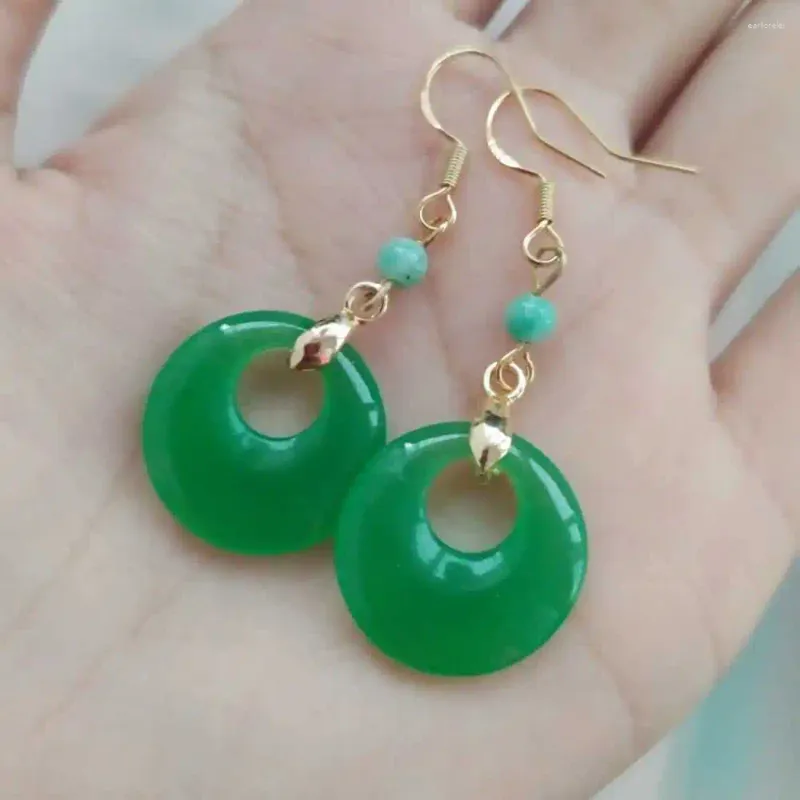 Dangle Earrings Natural Jadeite Jade Peace Buckle Eardrop Mother's Day Year Christmas Party Lucky CARNIVAL Jewelry Fashion Diy