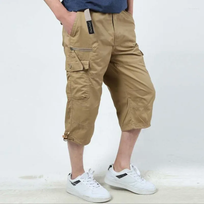 Männer Hosen Baumwolle Reithosen Sommer Casual Hosen Militär 5xl Cargo-Shorts Armee Multi Tasche Capri Kleidung 2024