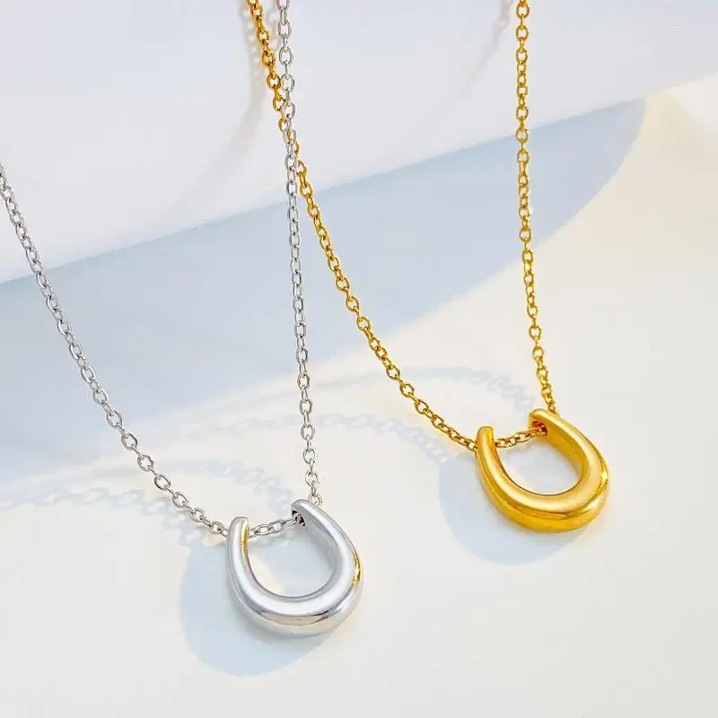 Pendentif Colliers en acier inoxydable en forme de U Géométrie minimaliste Chaînes ras du cou Collier de mode pour femmes Bijoux Cadeaux de fête