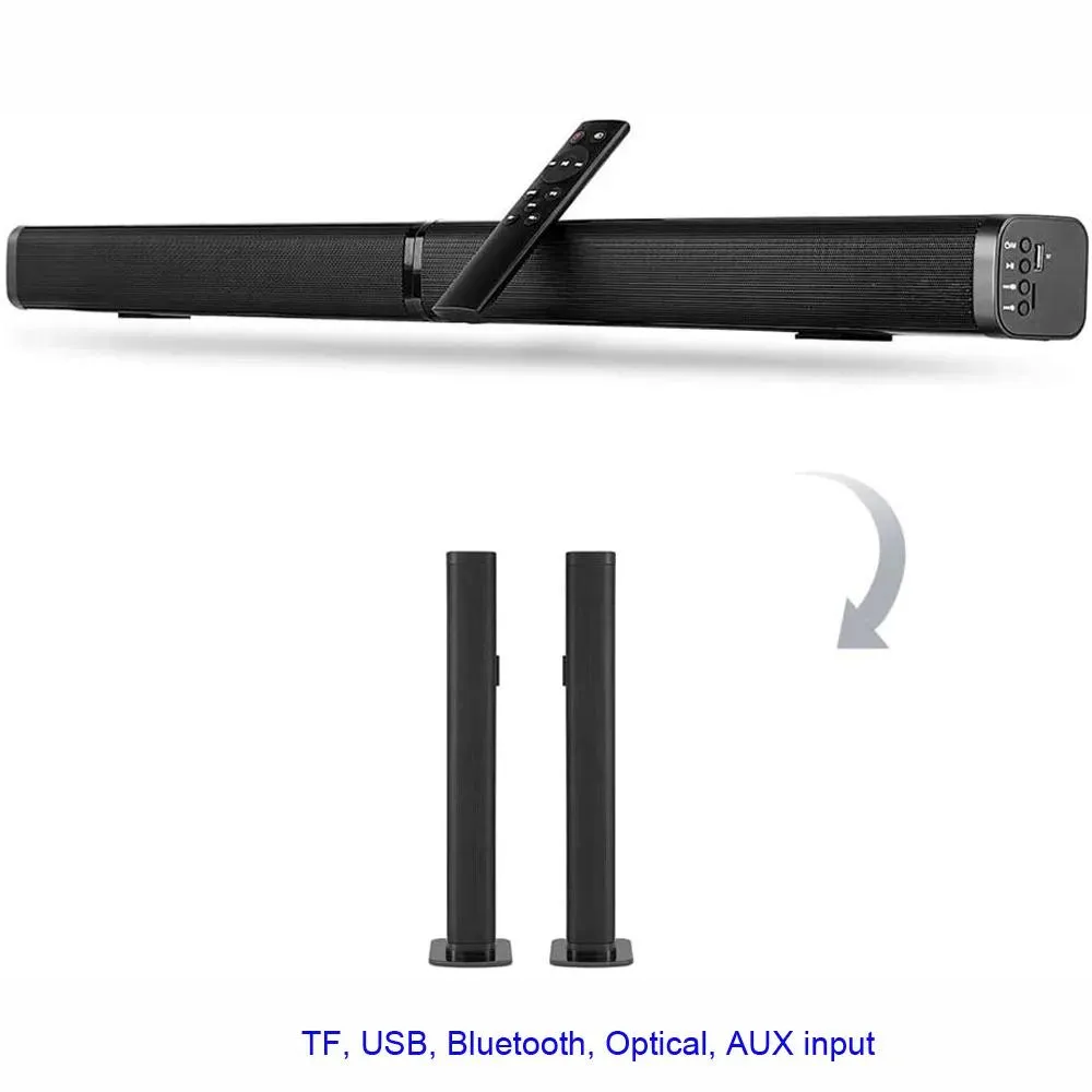 SoundBar Ultra Slim Soparble Bluetooth TV Sound Bar 37 tum Wireles Högtalare Byggd Subwoofer Soundbar med optisk för LED -TV