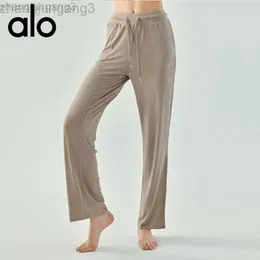 Desginer Aloo Yoga Sports Pants Women`s High Waist CasuLoose Straight Leg Wide Leg Pants Drop Speed Dry Dance Exercise Fitness Pants