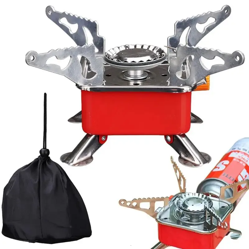 Camping Foldable Windproof Portable Outdoor Gas Tank Stove for Backpacking Hiking and Picnic 240117