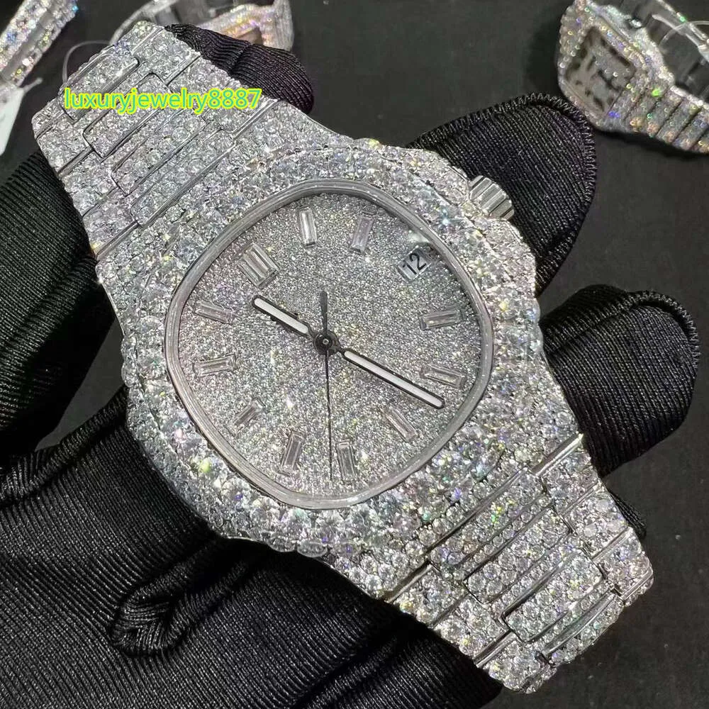 Großhandelspreis Angepasst männer Mechanische Uhr Moissanite VVS Moissanite handgemachte uhr