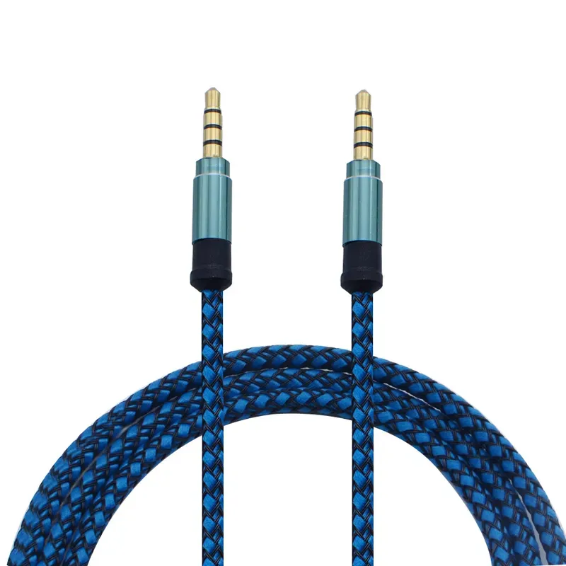 3.5mm Auxiliary AUX Extension Audio Cable Unbroken Metal Fabric Braiede Male Stereo cord 1.5M 