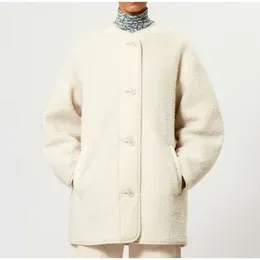 Isabel Marants Two Sides Wearing Woolen Coat Wool Blends Casual Lamb Jacket Women Designer Winter Warm Coats