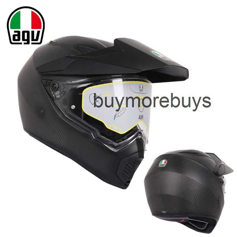 Tam Yüz Açık Agv Motosiklet Kask Baltası Karbon Fiber Off Road Rally Kask Tam Kapak Motosiklet Erkek ve Kadın Yarış Kask Four Seasons 9736