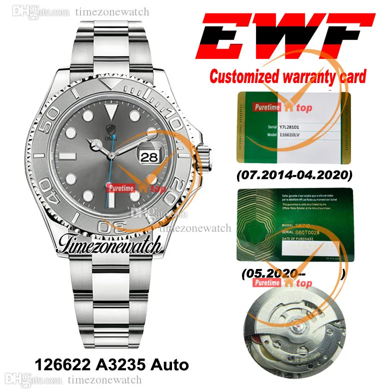 EWF V2 YM 40 мм 126622 A3235 Автоматические мужские часы Серый циферблат Стальной корпус 904L Браслет Лучшая версия Новые часы Тот же серийный гарантийный талон Timezonewatch EWC02