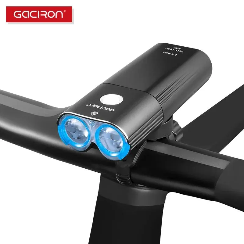 Lampor gaciron 1800lm cykelljus pro cykel strålkastare med fjärrlinje USB Power Bank IPX6 Flashlight MTB Road Bike LED Flash Lamp