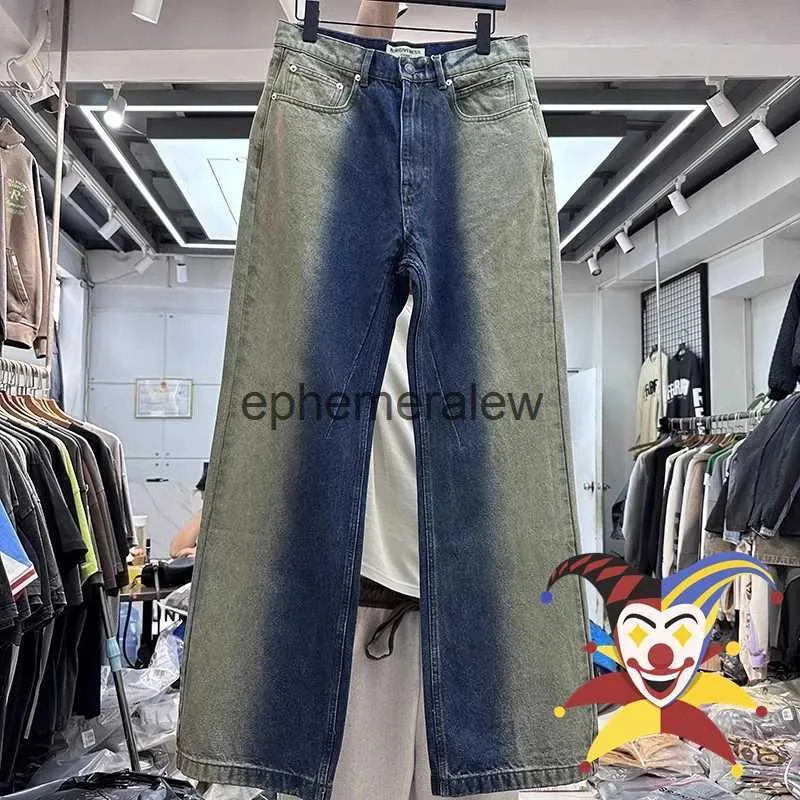 Pantalons pour hommes Patchwork irrégulier dégradé Jeans pantalons hommes femmes lavé pantalon éphémère