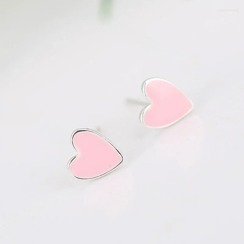 Stud Earrings REETI 925 Sterling Silver Pink Heart For Women Trend Personality Lady Fashion Jewelry