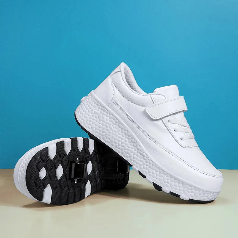 2023 Sneakers Roller White Shoes For Kids Boys Girls Children's Women Casual Sports Two Wheels Skate Designer Brand Skateboard 240117