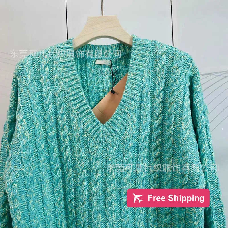 Designer Dames Knits Tees MIU gebreide V-hals wollen trui met lange mouwen luie stijl losse dikke naald trui Koreaanse dameskleding batch 49W5