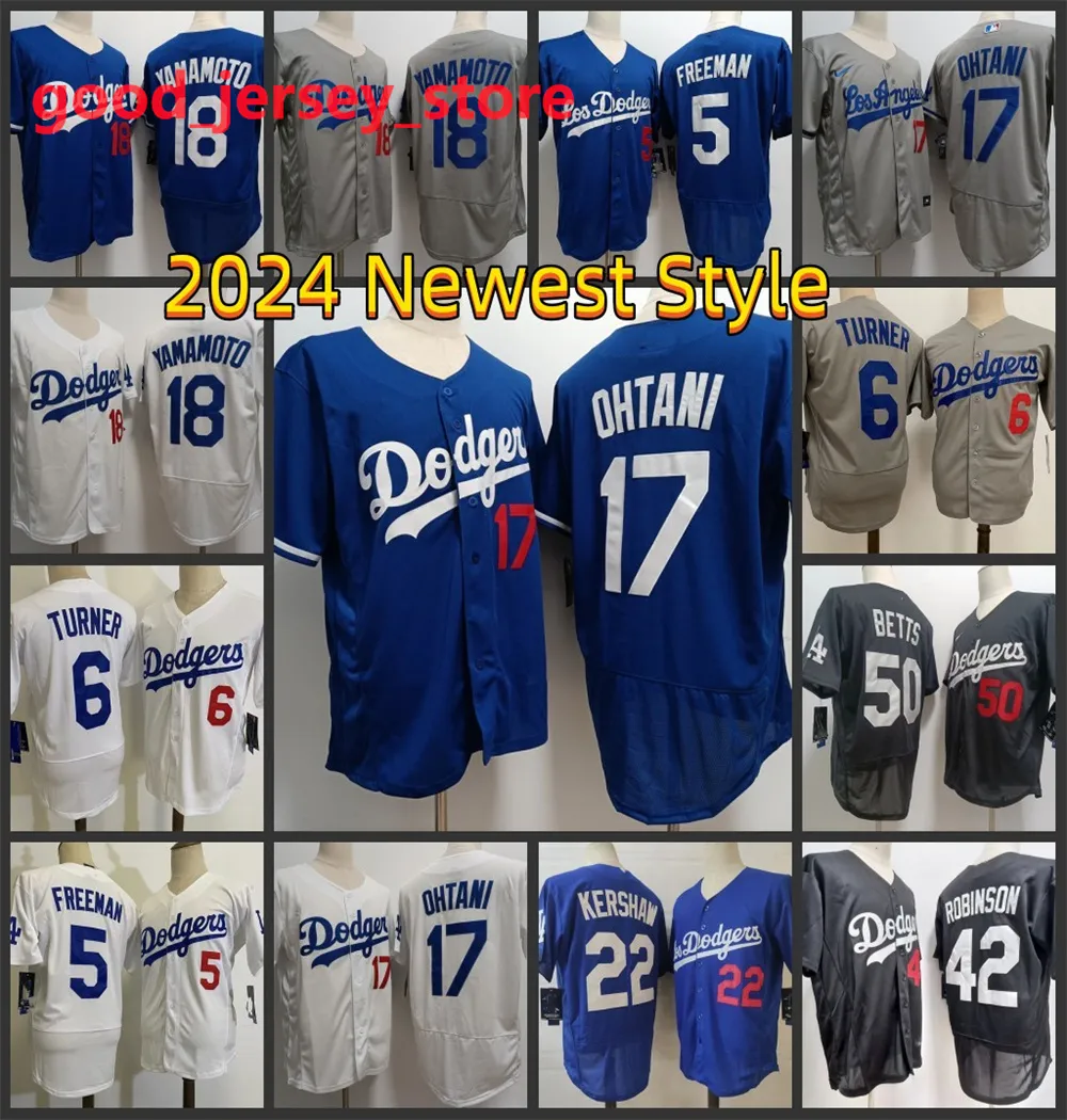 17 Shohei Ohtani 18 Yamamoto 5 Freeman 6 Turner 22 Kershaw 42 Robinson Dodgers Baseball koszul