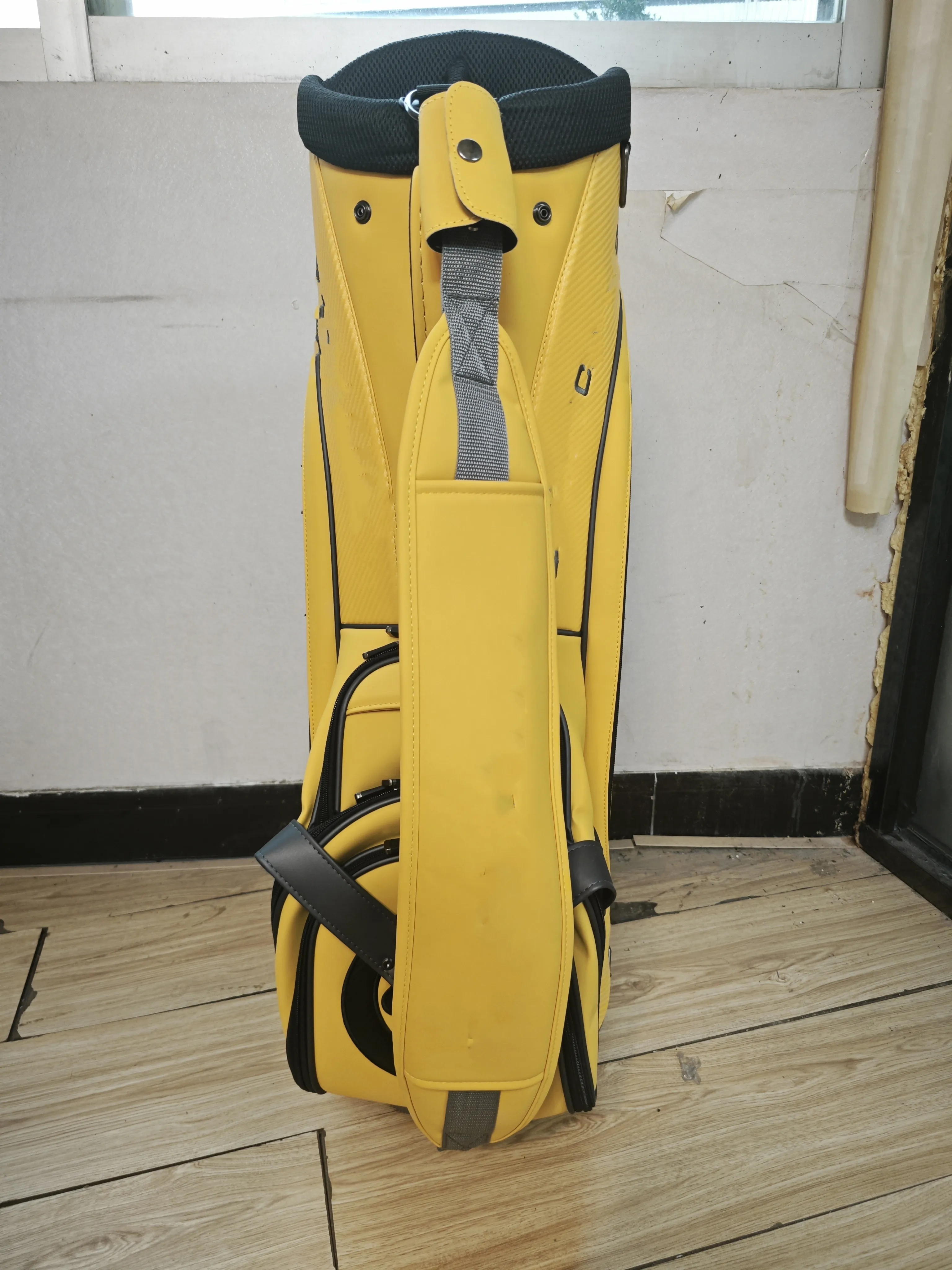 Premium Yellow Golf Cart Bag - Waterproof PU Leather, Large