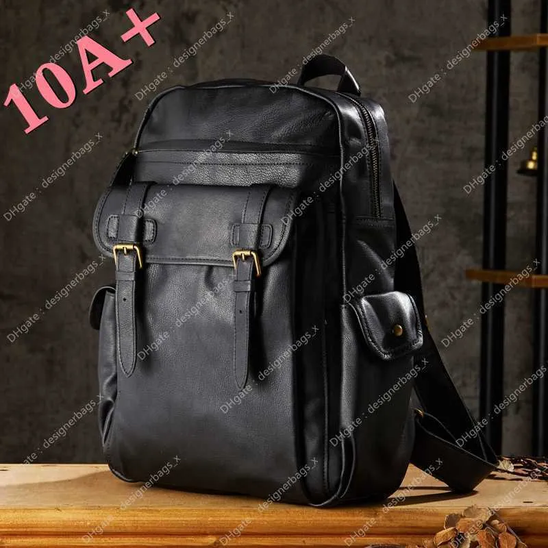 10A+ Högkvalitativ väska 2024 Handgjorda och äkta läder Leisure Men trendiga ryggsäck Travel British Computer New Bags Business Brand Cowhide