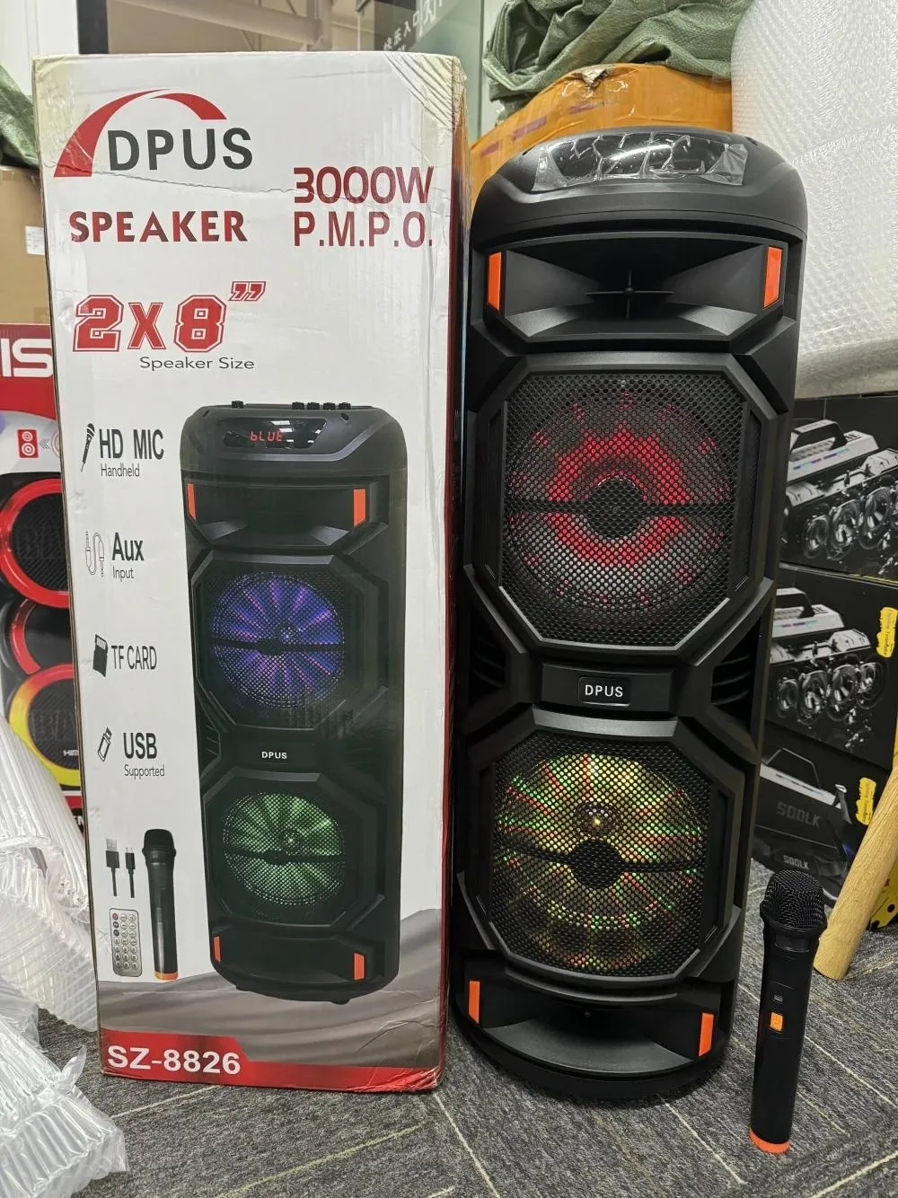 Speakers Double 8 Inch P.M.P.O 3000W Super Large Outdoor Bluetooth