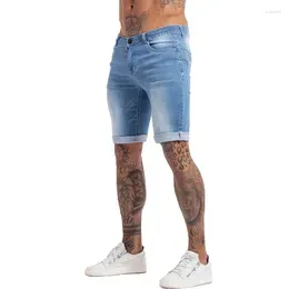Men`s Shorts INTTO Jeans Mens Denim Sorts Skinny Sort Pants Jean For Men Elastic Waist Slim Fit Streetwear Stretc Dropsippin