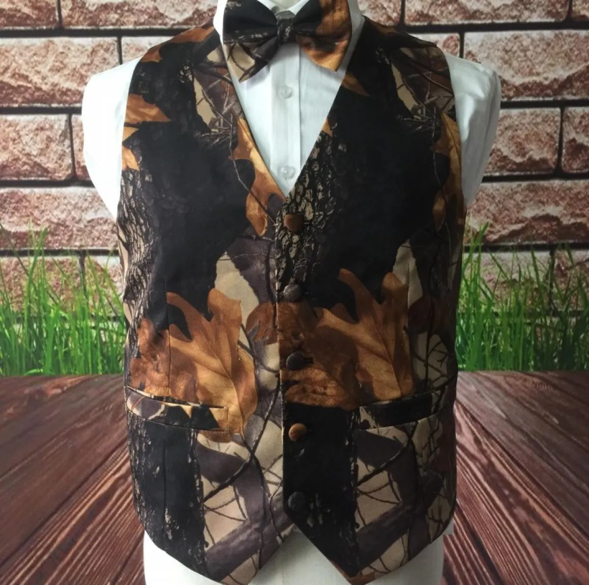 2022 kamizelki z chwytakiem Camo Camouflage Groomman zużycie Slim Fit Kamizel męski Kamizel