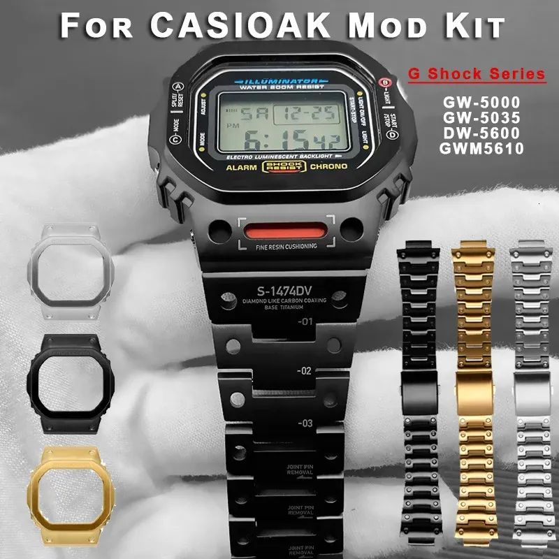 Modification Kit DW5600 Metal Strap Case Bezel Set for GWM5610 GW5000 Stainless Steel Casioak GLS5600 240117