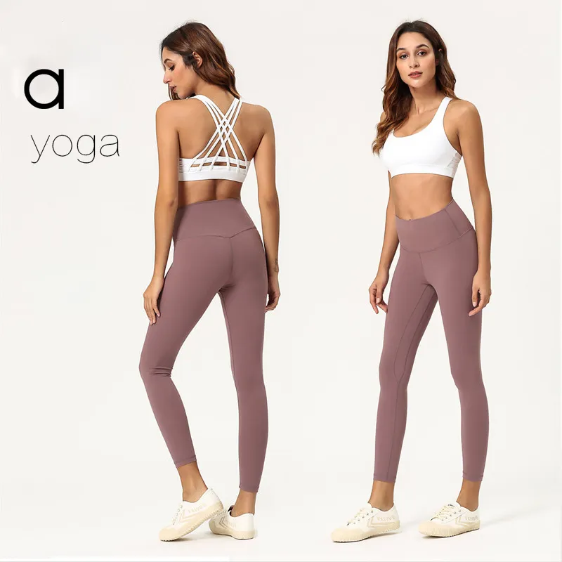 AL Women yoga pants High Waist Sports Gym Wear Leggings Elastic Fitness Lady Outdoor Sports Trousers