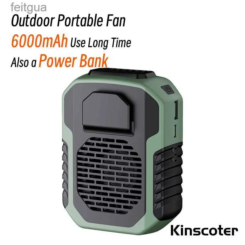 Ventilatori elettrici KINSCOTER 6000mah Ventilatore da esterno multifunzionale Ventilatore da collo appeso Ventilatore portatile da campeggio Escursionismo Sport Mini ventilatore USB con Power Bank YQ240118