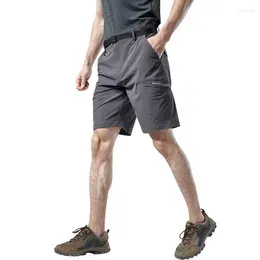 Men`s Shorts Cargo Summer Camping And Mountaineering With Multiple Pockets Elastic Loose Fitting Quick Drying Casual