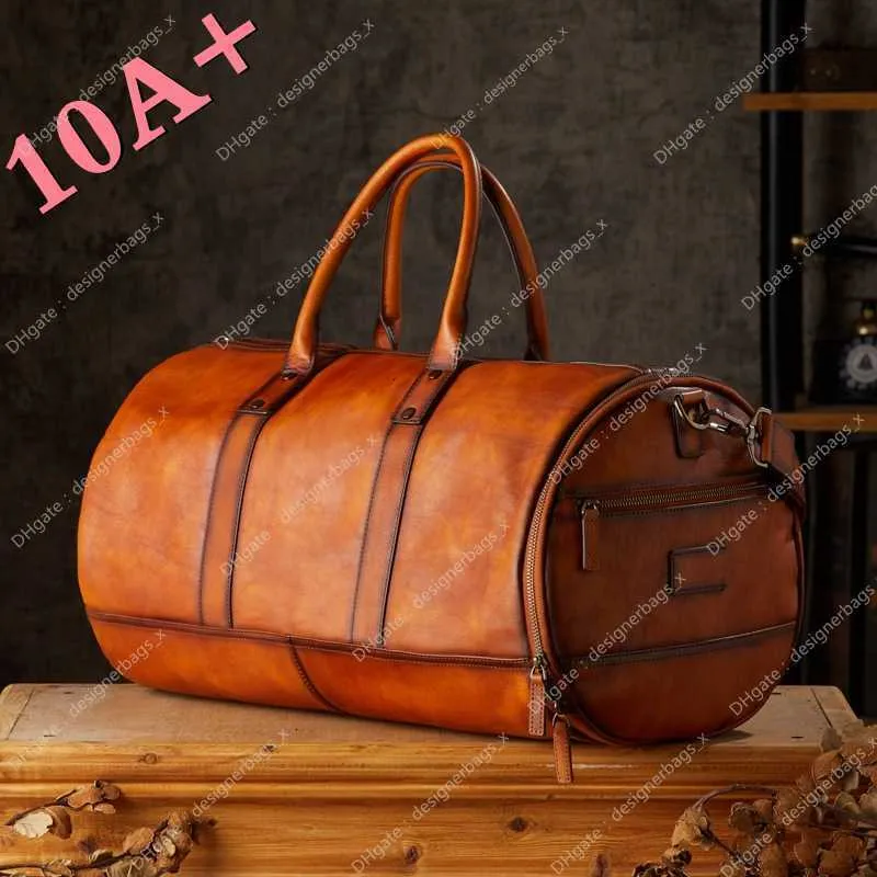 High quality Travel Handmade Vegetable Crossbody bags Tanned Leather Handbag Cowhide for Men Large Motorcycle Capacity Top Layer Bag Fashionable 10A+