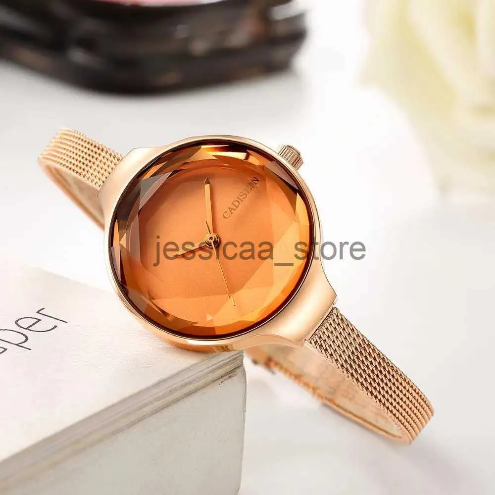 Inne zegarki Cadisen Japan Quartz Ruch Watch Watch Wysokiej jakości kobiety zegarek ze stali nierdzewnej Mesh Rose Gold Waterpood Ladies Watch Dropshipping J240118