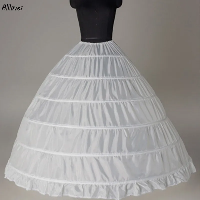 6 hoops petticoat för bollklänning bröllopsklänningar icke-vävda tyg justerbar midja crinoline fluffy prom quinceanera klänning brud underskirt al2162