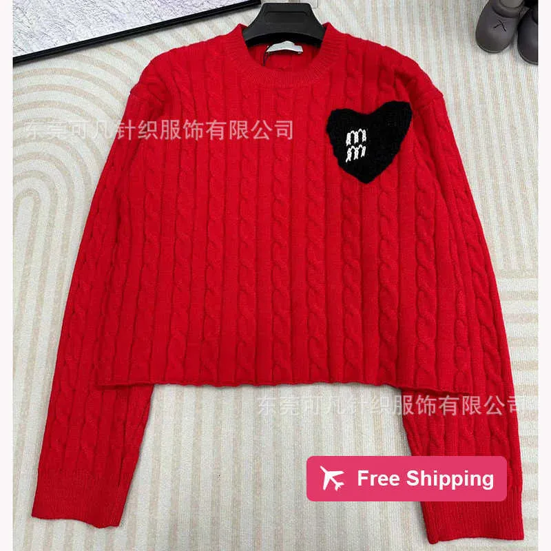 MIU Home Love – t-shirt en laine tricoté à manches longues pour femme, col rond, pull coréen paresseux, nouveau 82PM