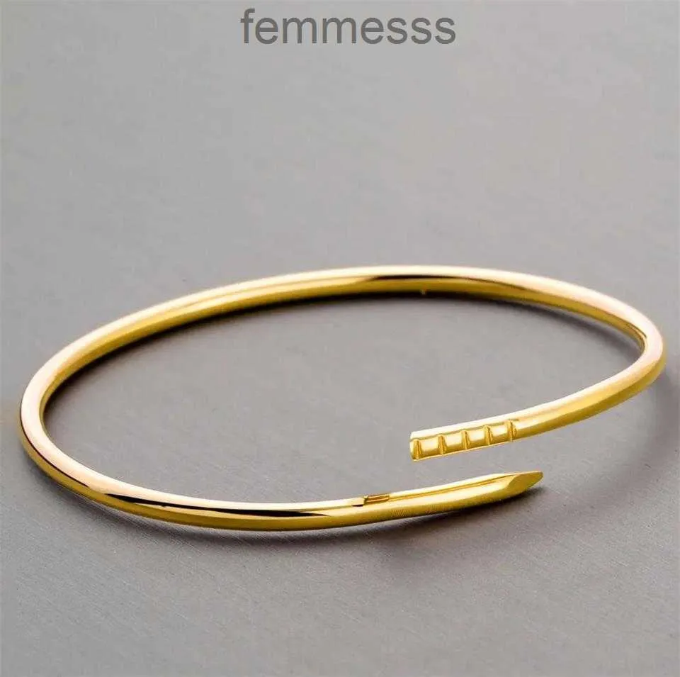 3mm Thinner Nail Bracelet Designer New Luxury Fashion Unisex Cuff Couple Bangle Gold Titanium Steel Jewelry Christmas Gift AccessoriesICIT ICIT