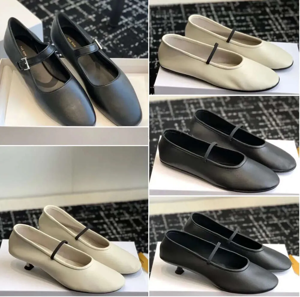 Row Row Ava Leather Ballet Flat Shoes Designer Women Fashion Ava Ballet Sheepes Sheepes Canal Retro عالية الجودة الباليه الناعم 66H