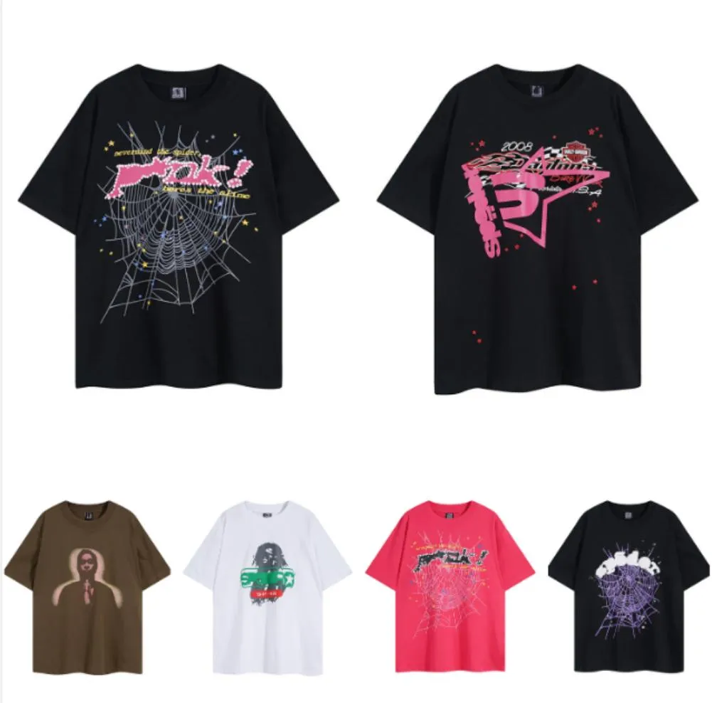 Men's T-shirts Street Fashion Summer Men Spider 555 Hip Hop Trend Designer t Mens Sp5der Shirt Graphic Outdoor Casual Tee Man Tops Eu Size S--xl