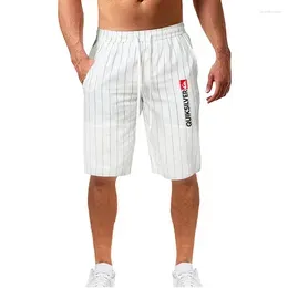 Men`s Shorts Cotton And Amazon Vertical Five Quarter Pants Lace-up Casual Sports