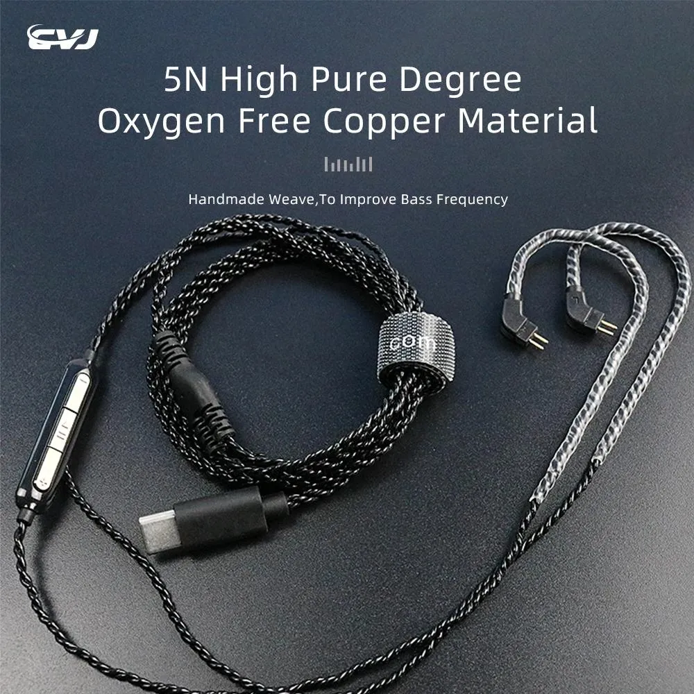 Наушники CVJV6 TYPEC HD DAC без потерь, высококачественный обновленный кабель для гарнитуры, кабель для передачи данных Aptx, аксессуары для наушников для TRN KZ