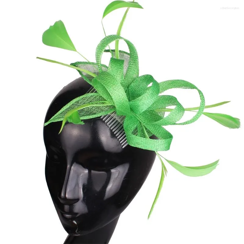 Baretten Lichtgroen Bruiloft Bruid Hoofdtooi Elegante Dames Haar Fascinators Accessoires Feest Diner Hoed Voor Pin Vrouwen