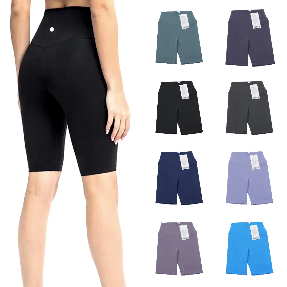 Lu Lemon Shorts Women Yoga Leggings محاذاة رياضة عالية الخصر 5 نقاط السراويل البطن السيطرة على لينة الرياضة اليوغا تجريب الجري