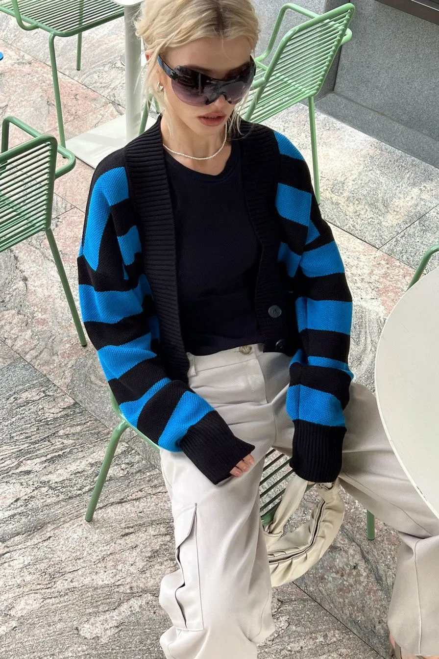 Women`s Sweaters 2023 Spring Autumn Sweater Women`s Contrast Color Loose Design Knitted Cardigan Jacket