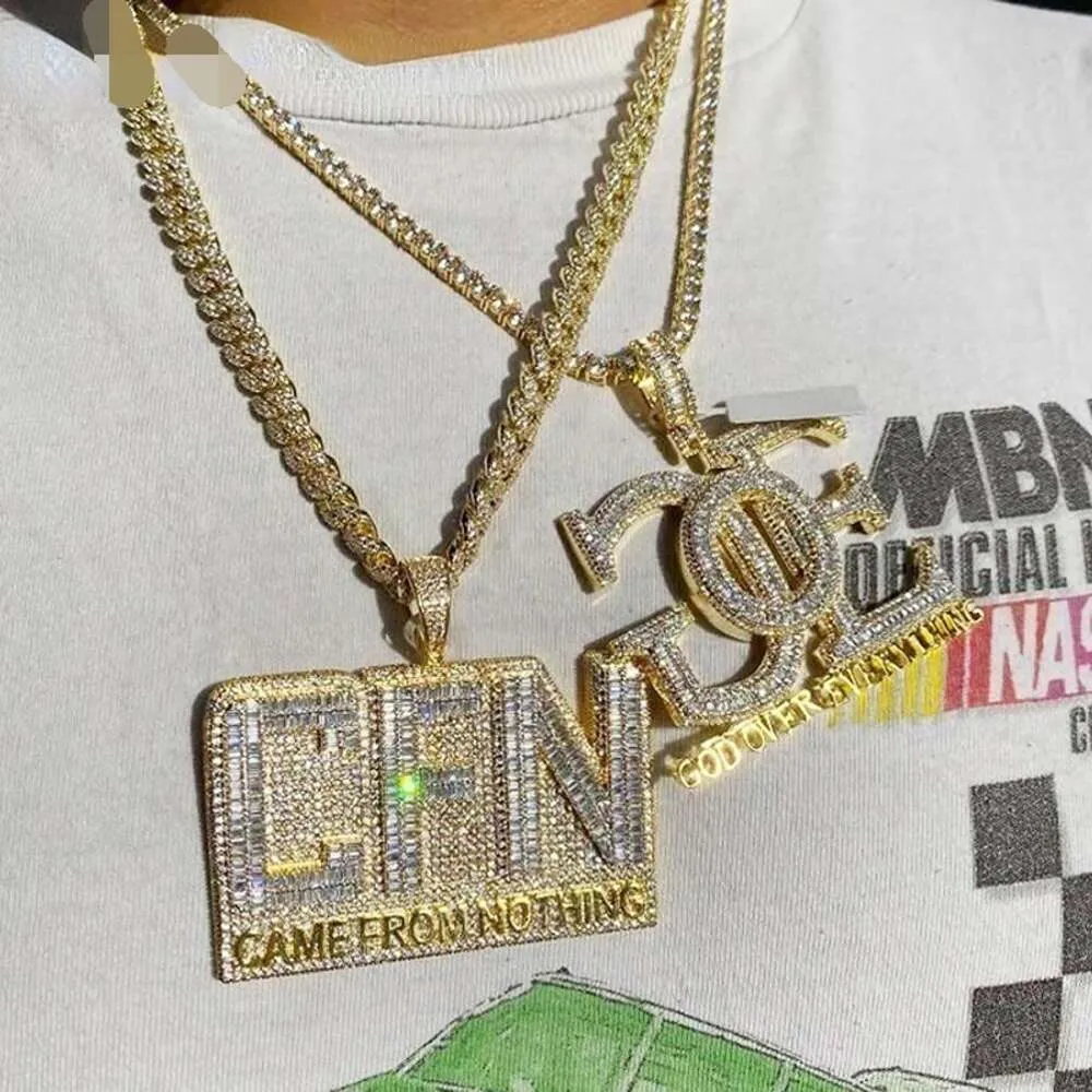 Diseñador de joyas Hip Hop Colgante inicial personalizado Letra CFN Helado hacia fuera Letras de moda Collar de cadenaHipHop