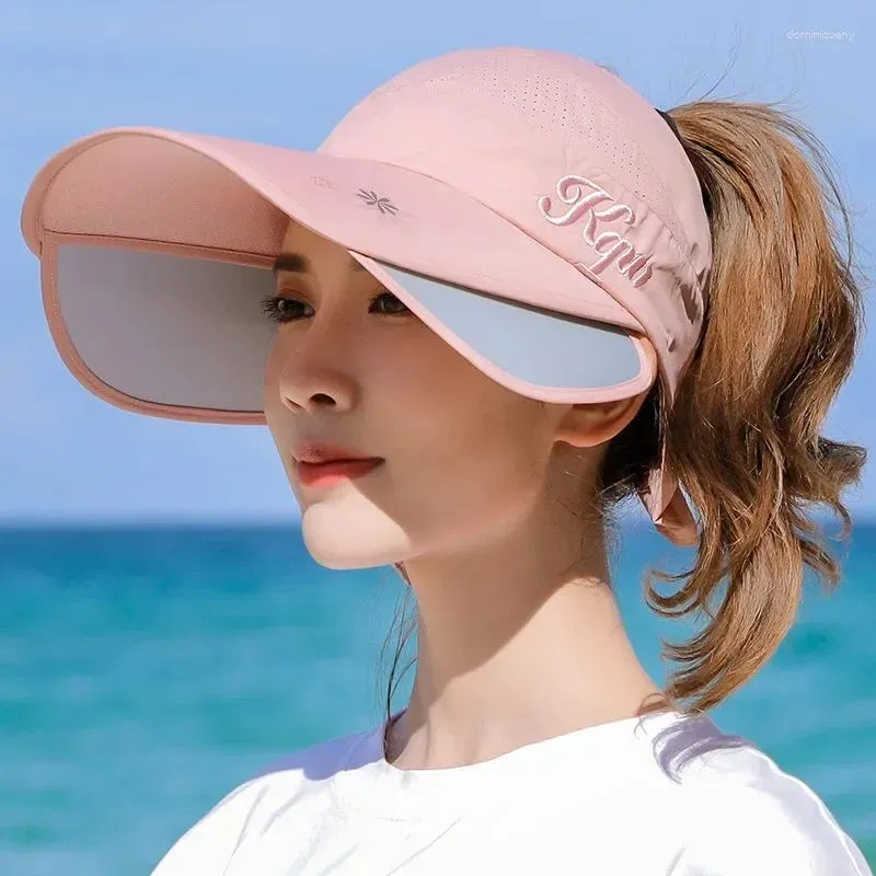 Visiere Cappelli estivi per donna Protezione UV Visiera retrattile Cappello da spiaggia per sport all'aria aperta