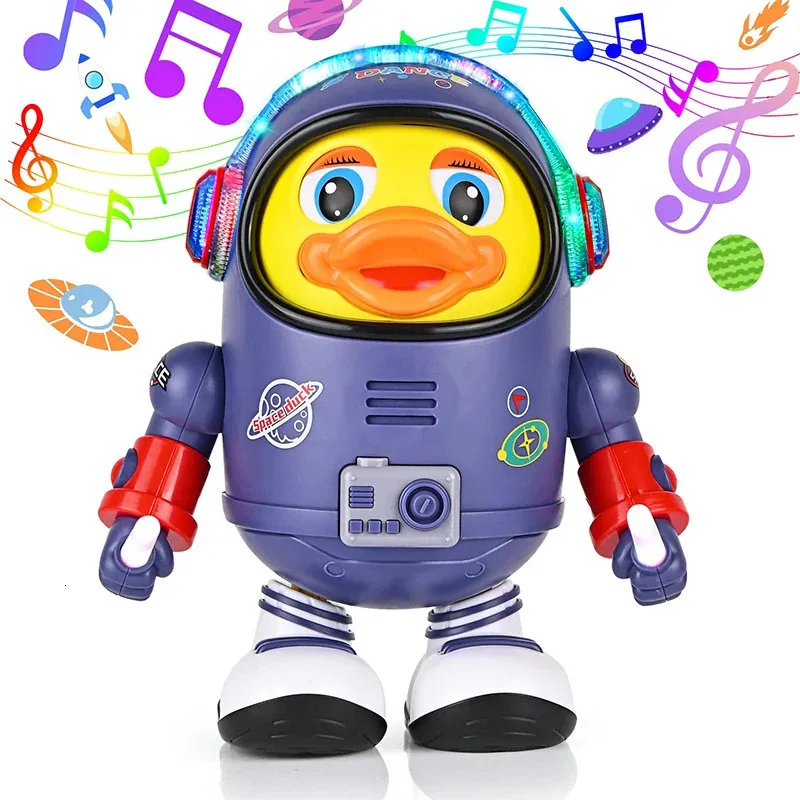 Baby Duck Toy Musical Interactive Toy Electric ze światłami i dźwiękami tańczące elementy kosmiczne robota dla niemowląt dzieci prezenty 240117