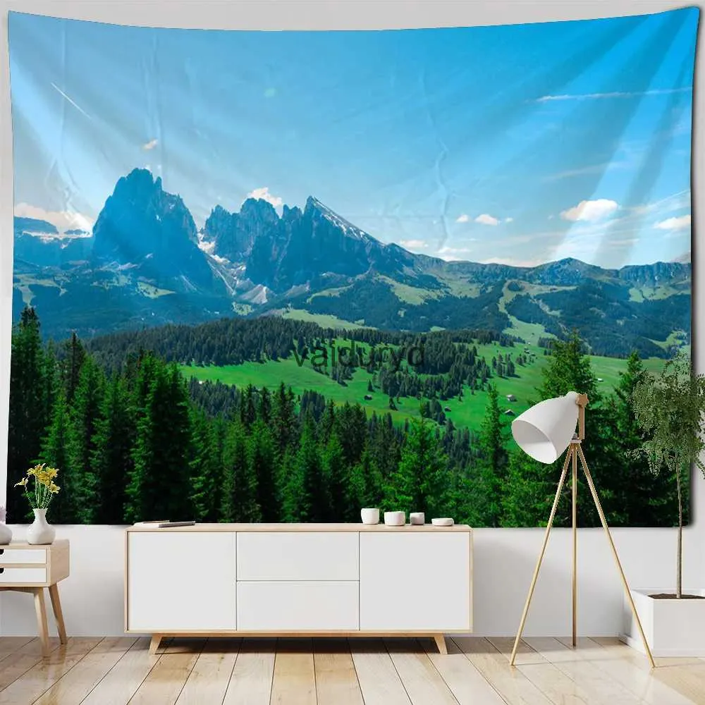 Tapestries Natural landscape tapestry mountain range grassland wall hanging cloth home aesthetics living room bedroom decorationvaiduryd