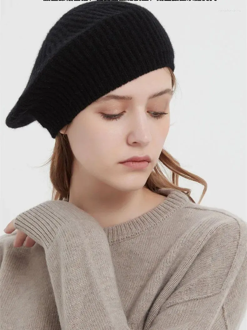 Berets Damen Einfarbig Gestrickte Baskenmütze Herbst Winter 2024 Vielseitige Mode Damen Hüte