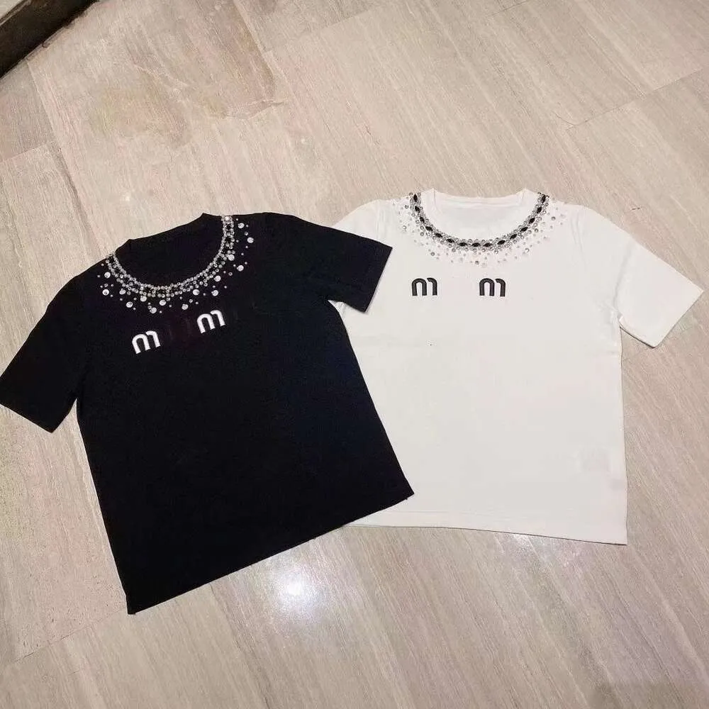 2024SS MM Women T Shirt Designer T Shirt Fashion Hot Diamond Letter Brodery Graphic Tee Casual Breattable Round Neck Pullover Short Sleeve Tee