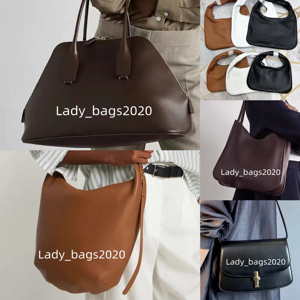 The Row Devon Top Handle Bag Everyday Grain Totes Grande Sofia Half Moon Bolsa Bolsa de couro real Luxo Mulheres Designer Bolsas de travesseiro Alça de ombro plana Embreagem